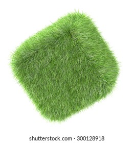 3D Cube Covered With Green Grass