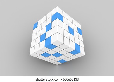 3d cubes puzzle on white background