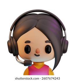 3D Customer Service Representative with Headset