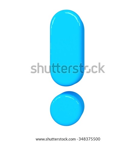 3 D Cute Blue Exclamation Mark Cartoon Stock Illustration Royalty