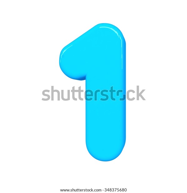 3d Cute Blue Number 1 One Stock Illustration 348375680