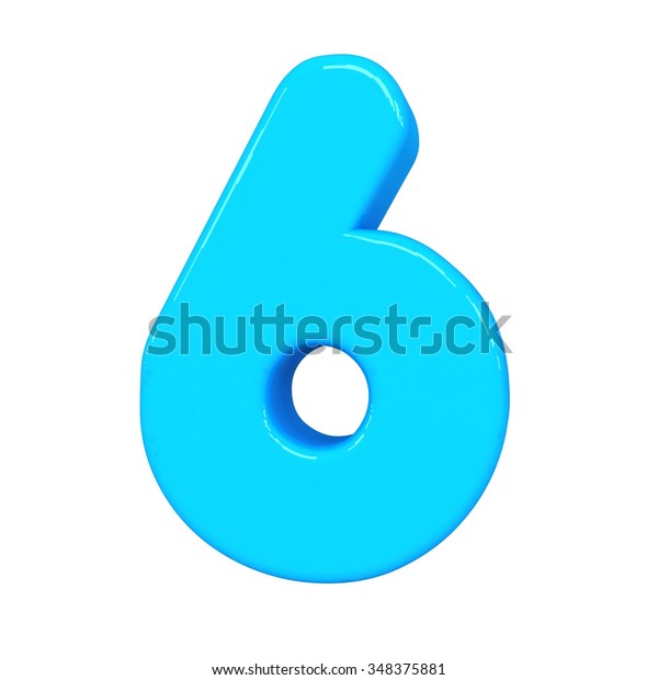 3d Cute Blue Number 6 Six のイラスト素材