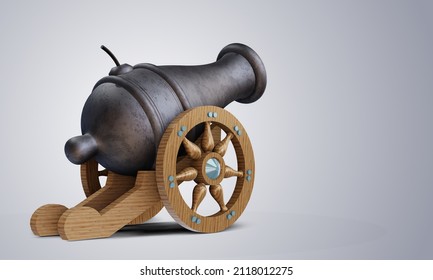 3D cute cannon background view with background for text