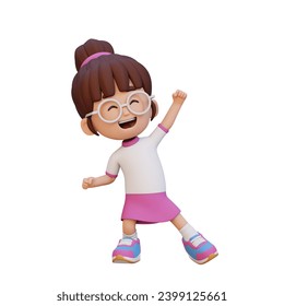 3D cute girl in happy pose - Powered by Shutterstock