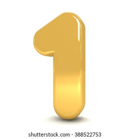3d Cute Gold Metal Number 1 Stock Illustration 388522753