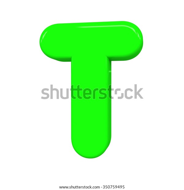 3d Cute Green Letter T Cartoon Stock Illustration 350759495