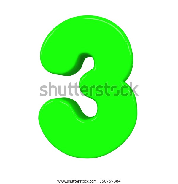 3d Cute Green Number 3 Three Stock Illustration 350759384