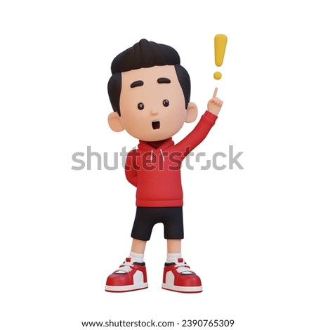 3D cute kid got an idea