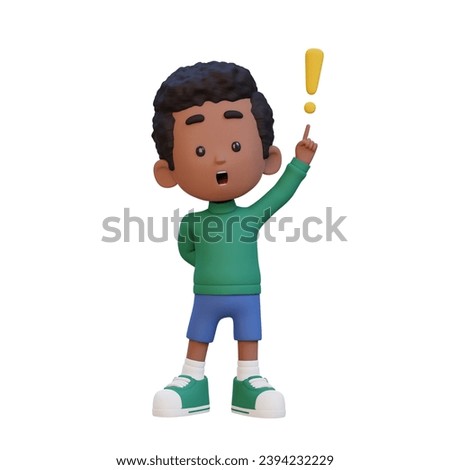 3D cute kid got an idea