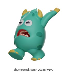 3D Cute Monster Cartoon Character Looks Angry