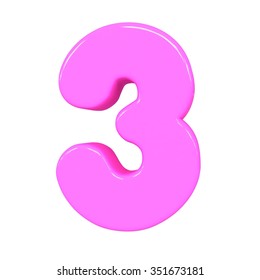 3d Cute Pink Number 3 Three Stock Illustration 351673181 | Shutterstock