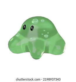 3D Cute Slime Icon Illustration Render