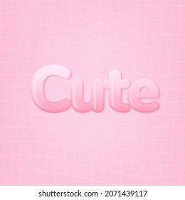 3D Cute In Word In Pink Bubble Gum Text Style