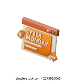 3D Cyber Monday Icon Illustration Render