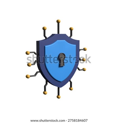  3D Cyber Security Data Encryption Secure Communication Technology Icon
 