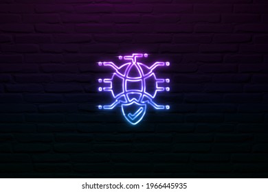 3D Cyber Threat Intelligence Information Icon Neon Style