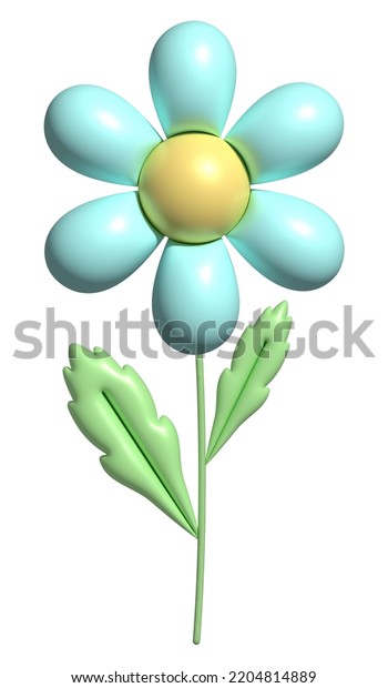 3d Daisy Flower Cartoon Style Cute Stock Illustration 2204814889 ...