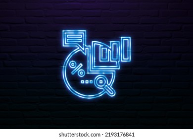 3D Data Analytics Program Icon Neon Sign