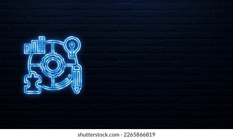 3D Data Architecture Design icon neon sign