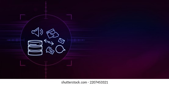 3D Data Management Icon Neon Sign