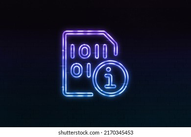 3D Data Simulation Icon Neon Sign