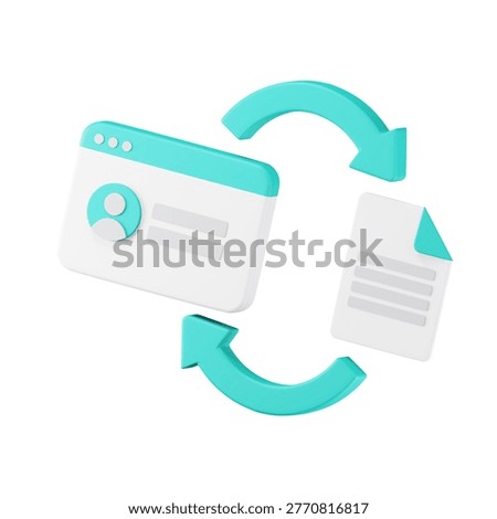 3D data sync icon representing integration and synchronization of data across systems and platforms
