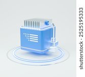 3d database server icon with a clipping path on a grey background. Cloud computing technology illustration.