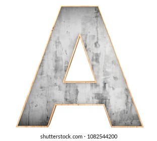 3D decorative concrete with wooden border Alphabet, capital letter A - Shutterstock ID 1082544200