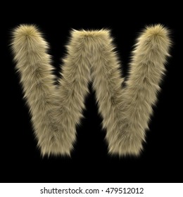 3d Decorative Wild Animal Fur Letter W On A Transparent Background