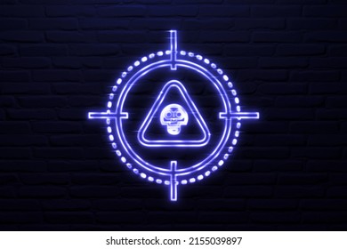 3D Dedicated, Proactive Threat Hunting Icon Neon Sign