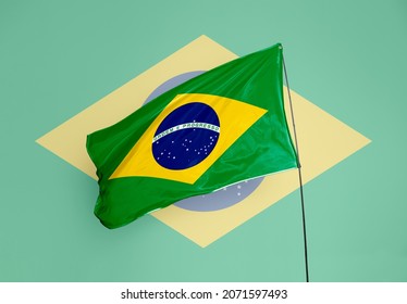 3D design of Brazil country flag and elegant country flag background BR 076
