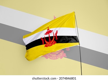 3D design of Brunei Darussalam country flag and elegant country flag background 