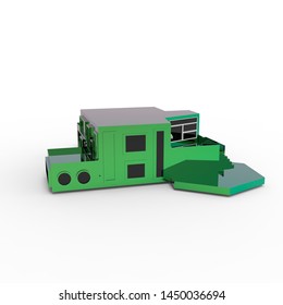 3D design of home space rendering results from the blender application. 3D illustration of home