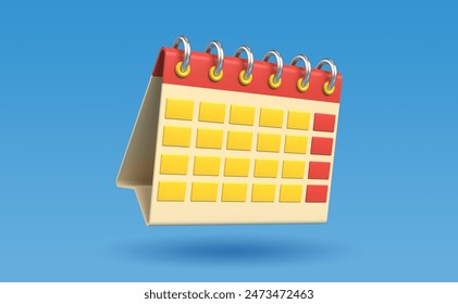 A 3D desktop calendar icon with a date, showing a clear and organized design for easy tracking and planning. Ideal for planning, time management, event coordination and productivity improvement - Powered by Shutterstock