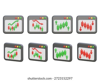 3D Desktop Computer Screen with Professional Stock Chart