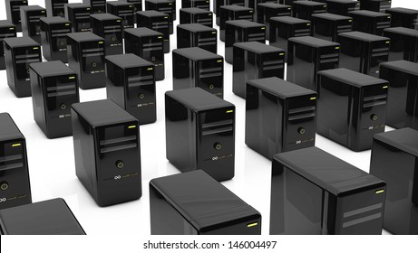 3d Desktop Pcs On White Background