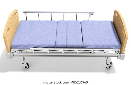 3d Detailed Mobile Hospital Bed With Recliner On White Background