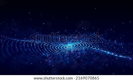 3D digital circular dynamic wave. Technology smart wave. Seamless flow digital structure. Cyber technology background. 3D rendering.