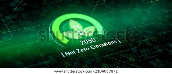 3D Digital dashboard of CO2 level gauge\
percentage drop down to 0. Net Zero Emissions by 2050 policy\
animation concept illustration, green renewable energy technology\
for clean future\
environment