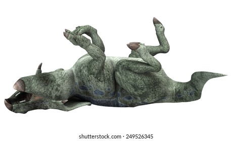 3D Digital Render Of A Dead Dinosaur Protoceratops Isolated On White Background