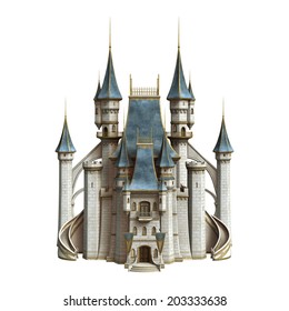 3d Digital Render Fairytale Castle Isolated Stock Illustration 