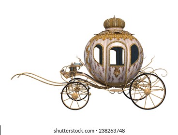 3D digital render of a fairytale Cinderella's carriage isolated on white background