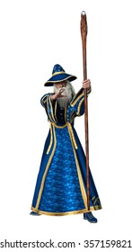 3D Digital Render Of A Fantasy Wizard Isolated On White Background