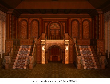 3D digital render of an haunted mansion at night