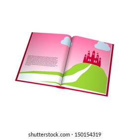 3D Digital Render Of An Open Child's Book Isolated On White Background