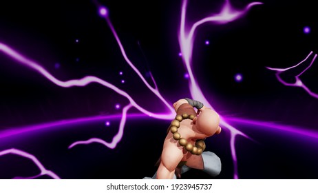 3D Digital Rendering Cartoon Hero Monk Warrior Ninja Samurai Colorful
