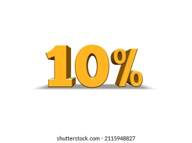 A 3D Digital Representation Of Ten Percent In Gold Color