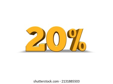 A 3D Digital Representation Of Twenty Percent In Gold Color