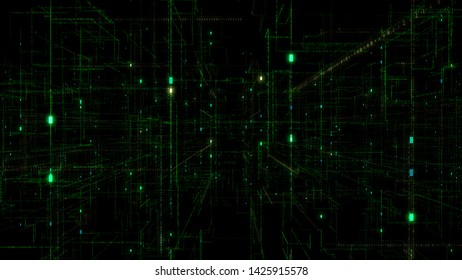 3D Digital Technology Network Data background.