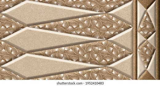 3D Digital Wall Tile Decor For Home, Royal Wall Tile Decor With marble Frame For interior Home, or window Design, 3D illustration. wallpaper, linoleum, textile, web page background.